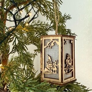 German Christmas Wood Lantern Ornament, Made in Germany